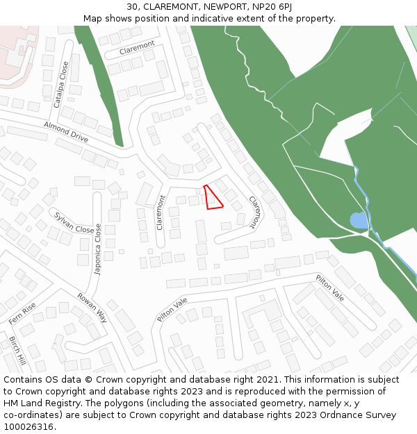 30, CLAREMONT, NEWPORT, NP20 6PJ: Location map and indicative extent of plot