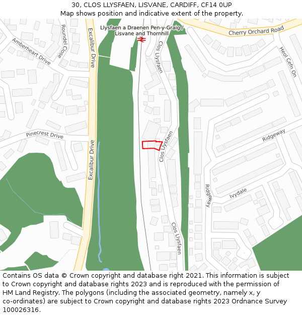 30, CLOS LLYSFAEN, LISVANE, CARDIFF, CF14 0UP: Location map and indicative extent of plot