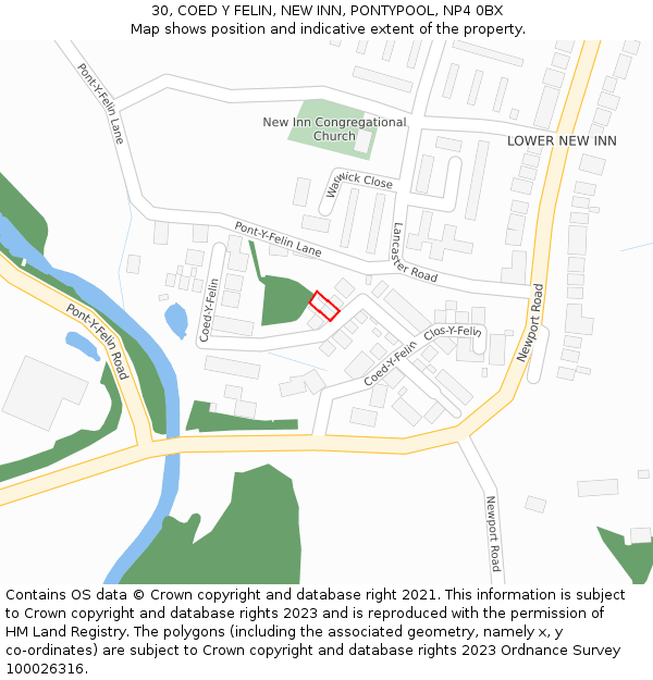 30, COED Y FELIN, NEW INN, PONTYPOOL, NP4 0BX: Location map and indicative extent of plot