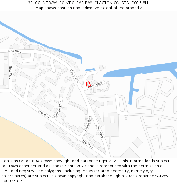 30, COLNE WAY, POINT CLEAR BAY, CLACTON-ON-SEA, CO16 8LL: Location map and indicative extent of plot