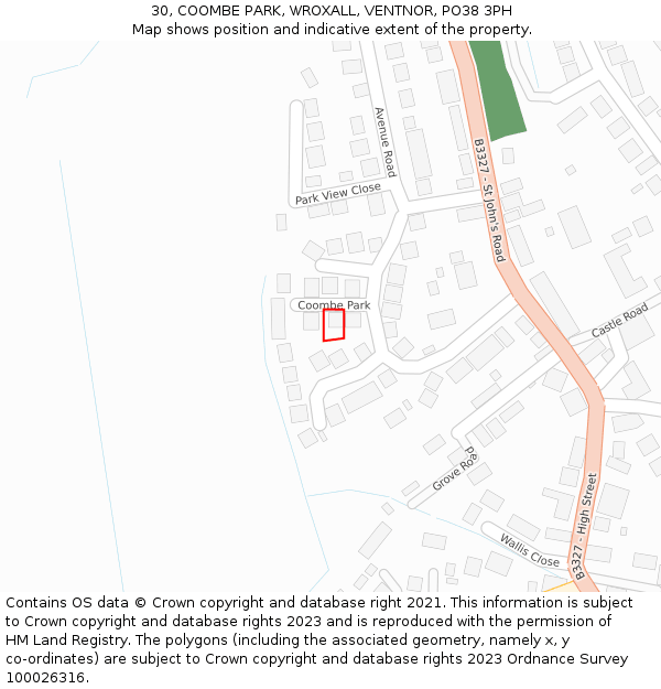 30, COOMBE PARK, WROXALL, VENTNOR, PO38 3PH: Location map and indicative extent of plot