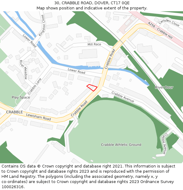 30, CRABBLE ROAD, DOVER, CT17 0QE: Location map and indicative extent of plot