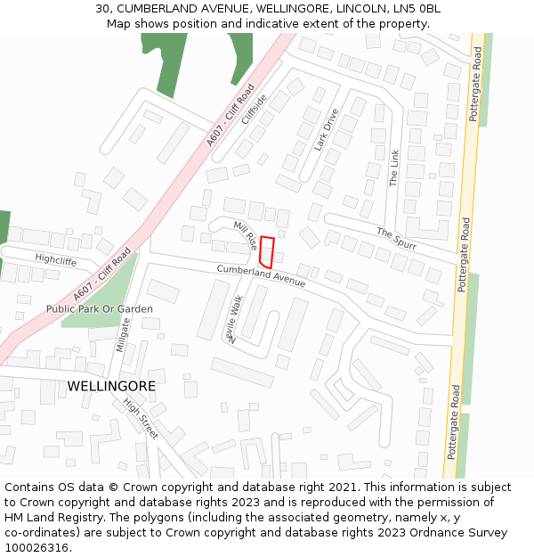 30, CUMBERLAND AVENUE, WELLINGORE, LINCOLN, LN5 0BL: Location map and indicative extent of plot