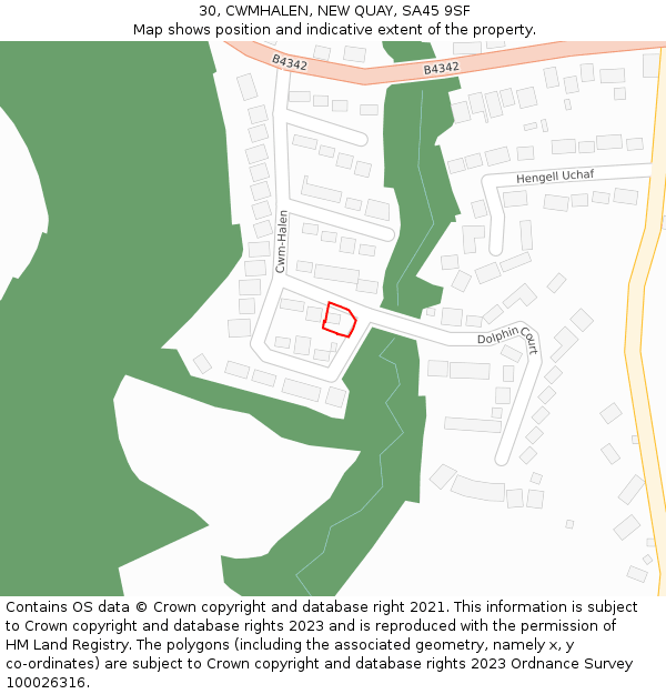 30, CWMHALEN, NEW QUAY, SA45 9SF: Location map and indicative extent of plot