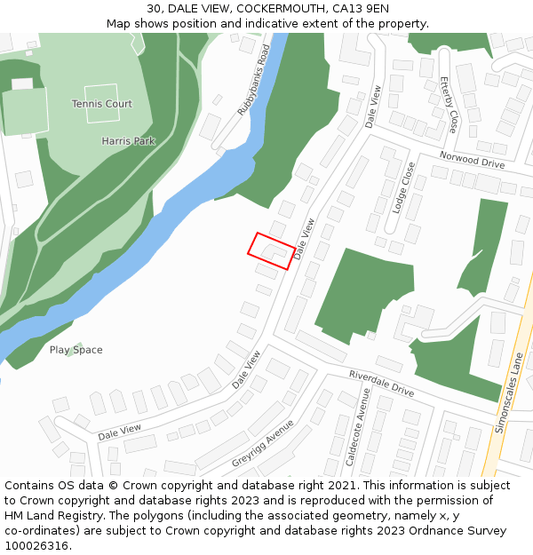 30, DALE VIEW, COCKERMOUTH, CA13 9EN: Location map and indicative extent of plot