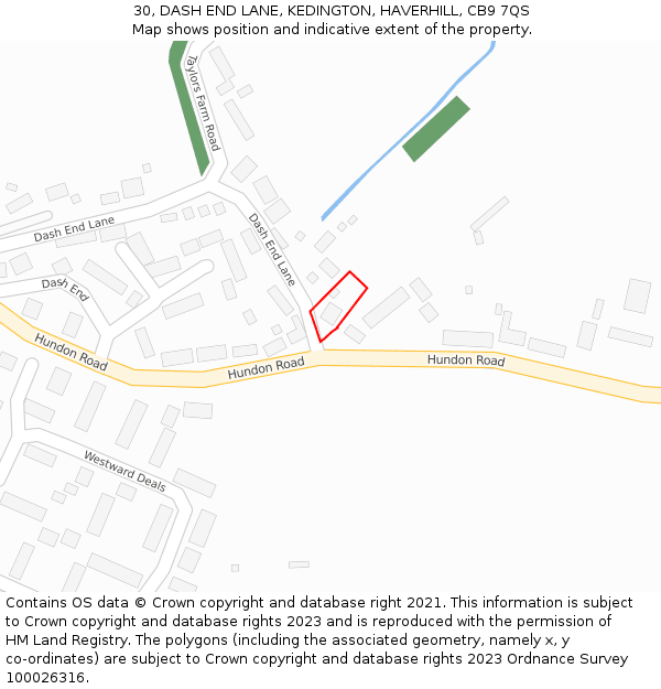30, DASH END LANE, KEDINGTON, HAVERHILL, CB9 7QS: Location map and indicative extent of plot