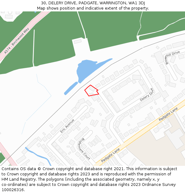 30, DELERY DRIVE, PADGATE, WARRINGTON, WA1 3DJ: Location map and indicative extent of plot