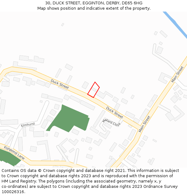 30, DUCK STREET, EGGINTON, DERBY, DE65 6HG: Location map and indicative extent of plot