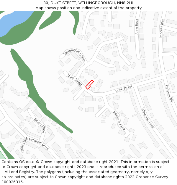 30, DUKE STREET, WELLINGBOROUGH, NN8 2HL: Location map and indicative extent of plot