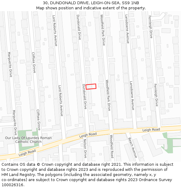 30, DUNDONALD DRIVE, LEIGH-ON-SEA, SS9 1NB: Location map and indicative extent of plot