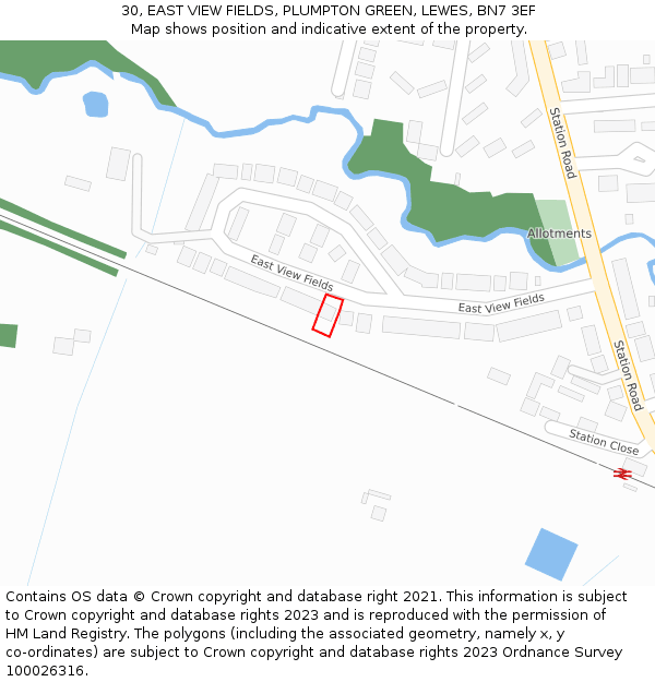 30, EAST VIEW FIELDS, PLUMPTON GREEN, LEWES, BN7 3EF: Location map and indicative extent of plot
