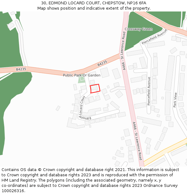 30, EDMOND LOCARD COURT, CHEPSTOW, NP16 6FA: Location map and indicative extent of plot