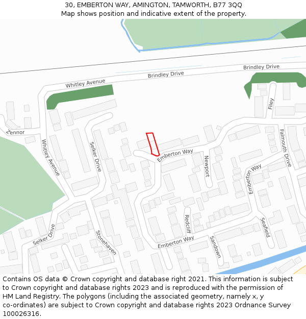 30, EMBERTON WAY, AMINGTON, TAMWORTH, B77 3QQ: Location map and indicative extent of plot