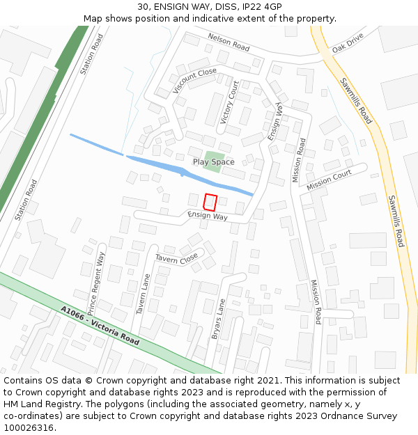 30, ENSIGN WAY, DISS, IP22 4GP: Location map and indicative extent of plot