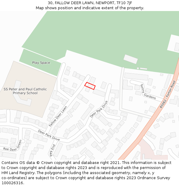 30, FALLOW DEER LAWN, NEWPORT, TF10 7JF: Location map and indicative extent of plot