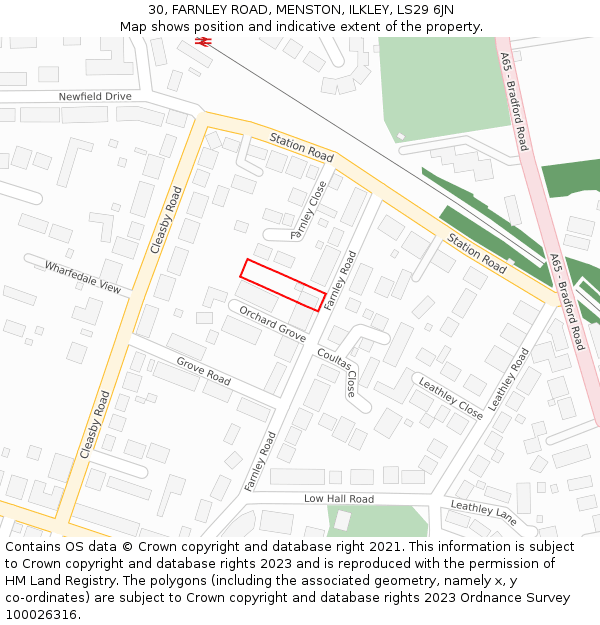 30, FARNLEY ROAD, MENSTON, ILKLEY, LS29 6JN: Location map and indicative extent of plot