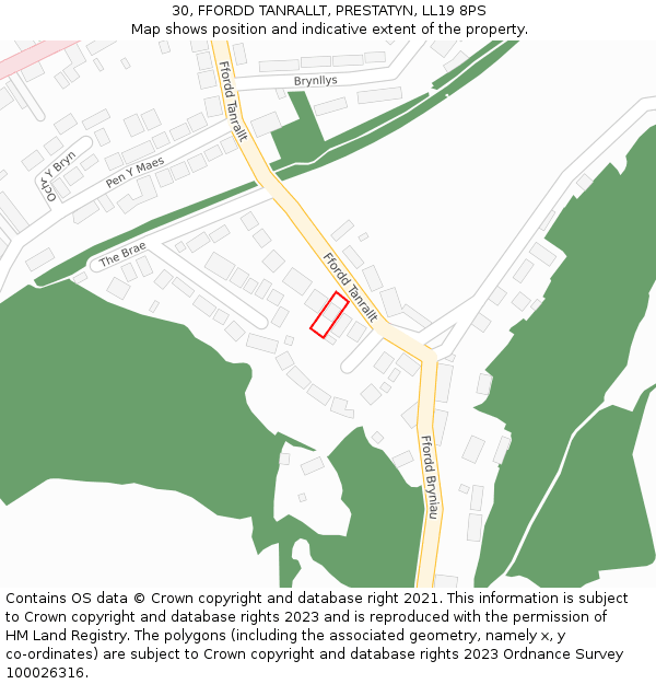 30, FFORDD TANRALLT, PRESTATYN, LL19 8PS: Location map and indicative extent of plot