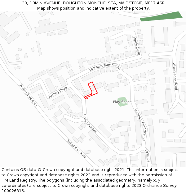 30, FIRMIN AVENUE, BOUGHTON MONCHELSEA, MAIDSTONE, ME17 4SP: Location map and indicative extent of plot