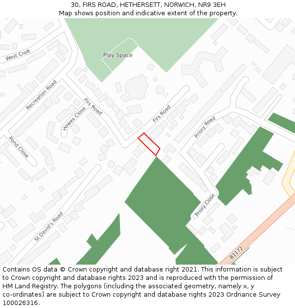 30, FIRS ROAD, HETHERSETT, NORWICH, NR9 3EH: Location map and indicative extent of plot