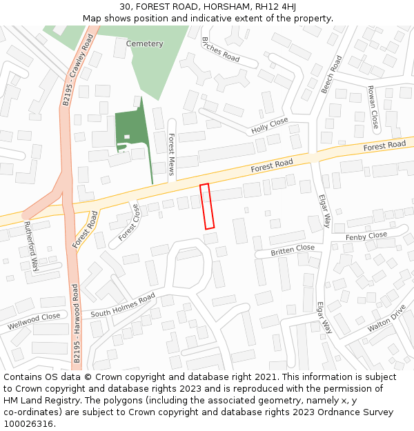 30, FOREST ROAD, HORSHAM, RH12 4HJ: Location map and indicative extent of plot