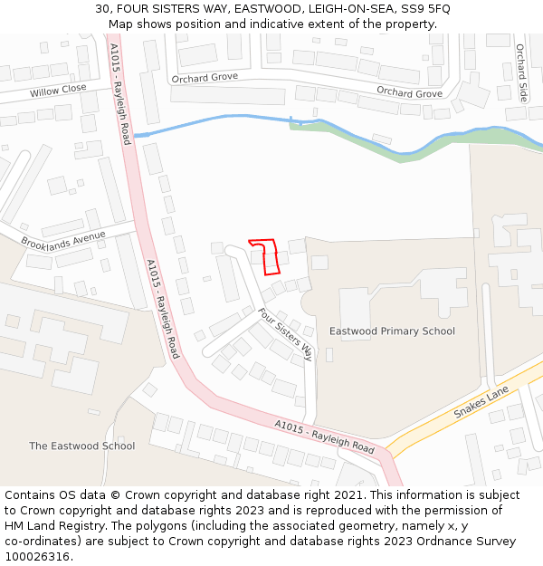 30, FOUR SISTERS WAY, EASTWOOD, LEIGH-ON-SEA, SS9 5FQ: Location map and indicative extent of plot