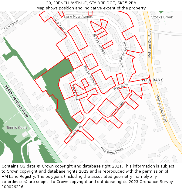 30, FRENCH AVENUE, STALYBRIDGE, SK15 2RA: Location map and indicative extent of plot