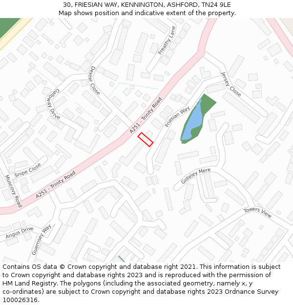 30, FRIESIAN WAY, KENNINGTON, ASHFORD, TN24 9LE: Location map and indicative extent of plot