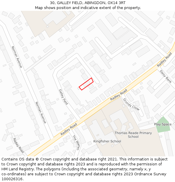 30, GALLEY FIELD, ABINGDON, OX14 3RT: Location map and indicative extent of plot