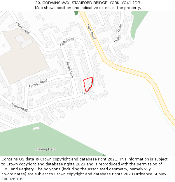 30, GODWINS WAY, STAMFORD BRIDGE, YORK, YO41 1DB: Location map and indicative extent of plot