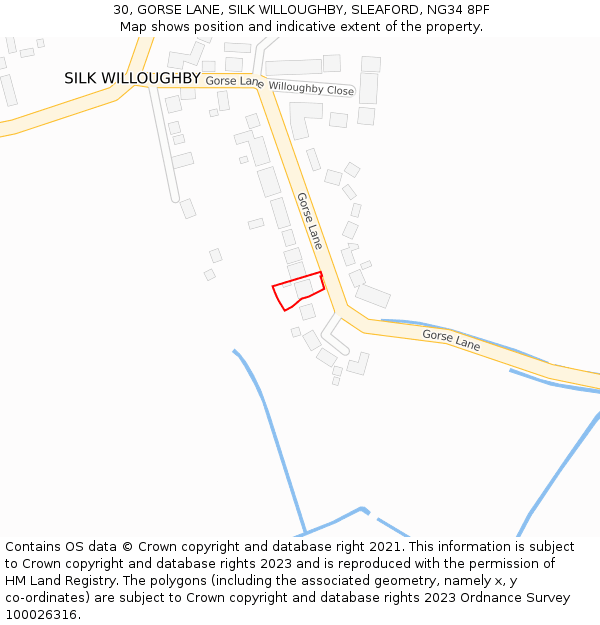 30, GORSE LANE, SILK WILLOUGHBY, SLEAFORD, NG34 8PF: Location map and indicative extent of plot