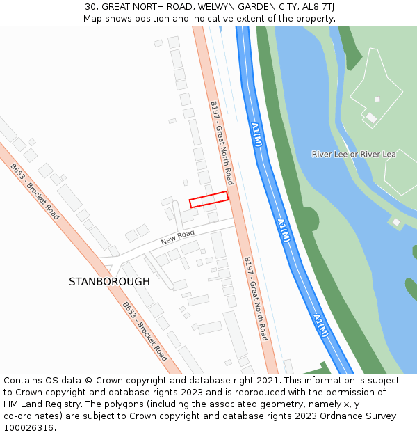 30, GREAT NORTH ROAD, WELWYN GARDEN CITY, AL8 7TJ: Location map and indicative extent of plot