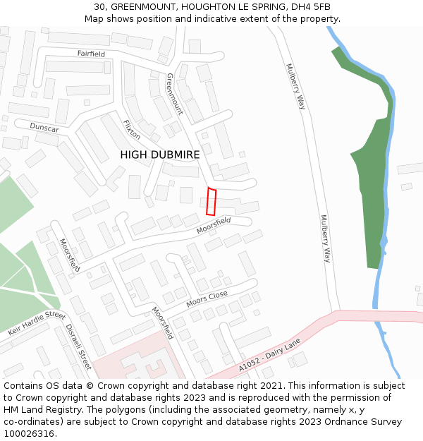 30, GREENMOUNT, HOUGHTON LE SPRING, DH4 5FB: Location map and indicative extent of plot