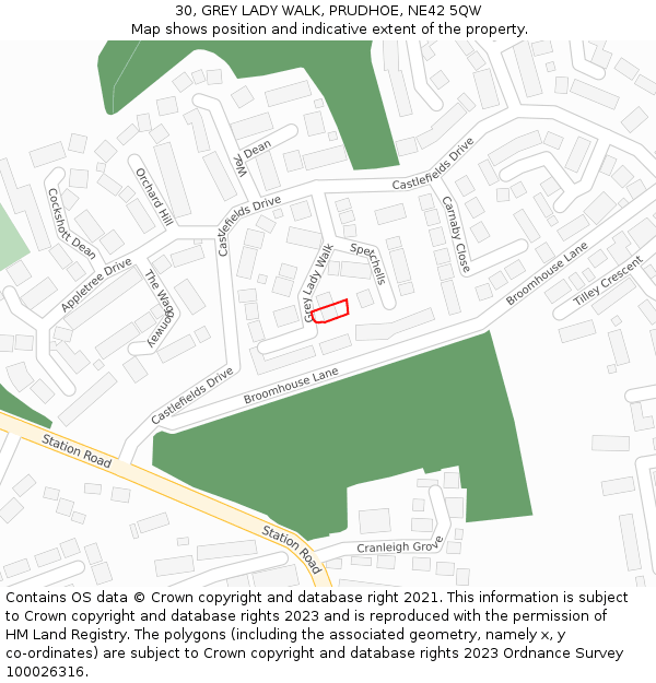 30, GREY LADY WALK, PRUDHOE, NE42 5QW: Location map and indicative extent of plot