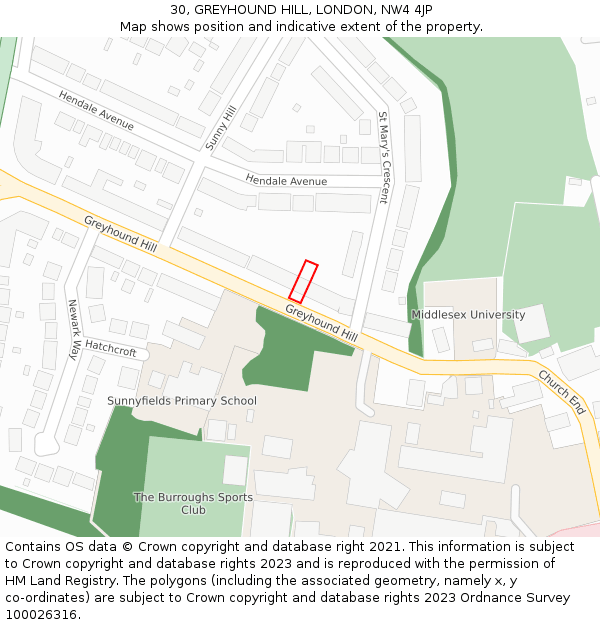30, GREYHOUND HILL, LONDON, NW4 4JP: Location map and indicative extent of plot