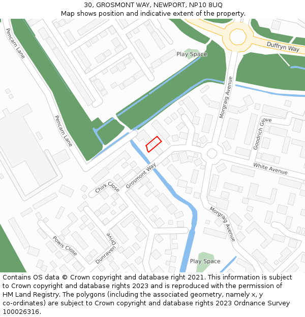 30, GROSMONT WAY, NEWPORT, NP10 8UQ: Location map and indicative extent of plot