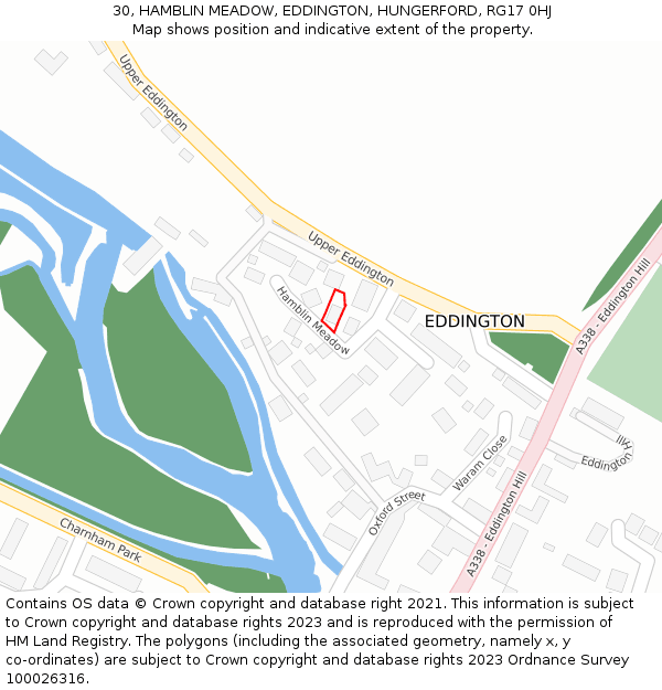 30, HAMBLIN MEADOW, EDDINGTON, HUNGERFORD, RG17 0HJ: Location map and indicative extent of plot