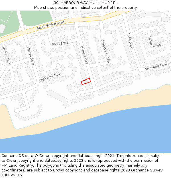 30, HARBOUR WAY, HULL, HU9 1PL: Location map and indicative extent of plot