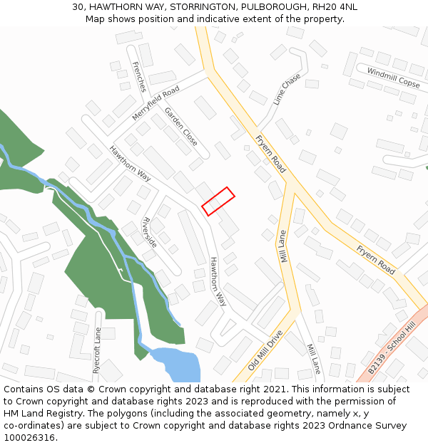 30, HAWTHORN WAY, STORRINGTON, PULBOROUGH, RH20 4NL: Location map and indicative extent of plot