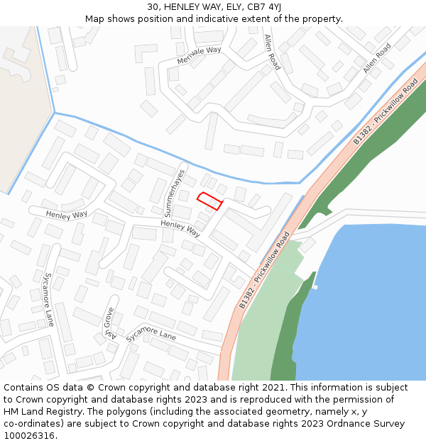 30, HENLEY WAY, ELY, CB7 4YJ: Location map and indicative extent of plot