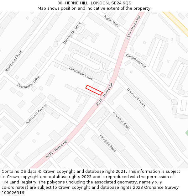 30, HERNE HILL, LONDON, SE24 9QS: Location map and indicative extent of plot