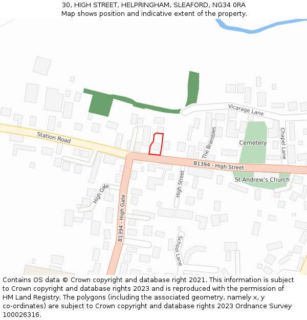 30, HIGH STREET, HELPRINGHAM, SLEAFORD, NG34 0RA: Location map and indicative extent of plot