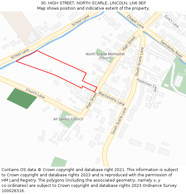 30, HIGH STREET, NORTH SCARLE, LINCOLN, LN6 9EP: Location map and indicative extent of plot