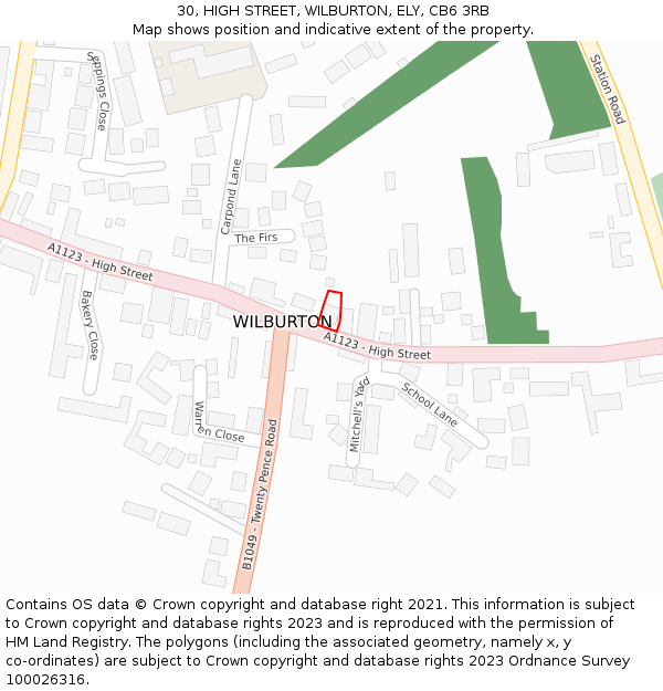 30, HIGH STREET, WILBURTON, ELY, CB6 3RB: Location map and indicative extent of plot