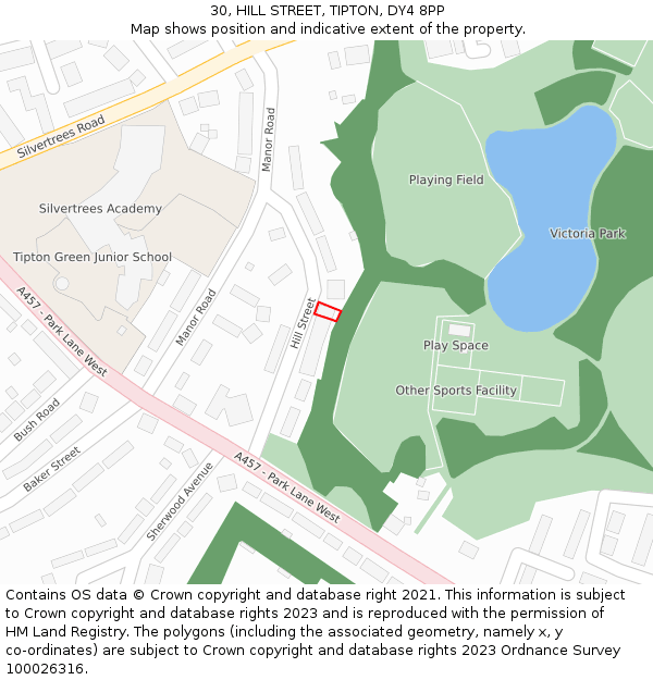 30, HILL STREET, TIPTON, DY4 8PP: Location map and indicative extent of plot