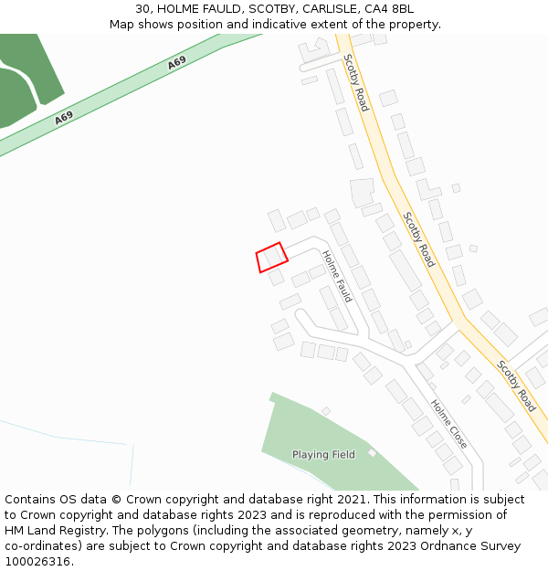 30, HOLME FAULD, SCOTBY, CARLISLE, CA4 8BL: Location map and indicative extent of plot