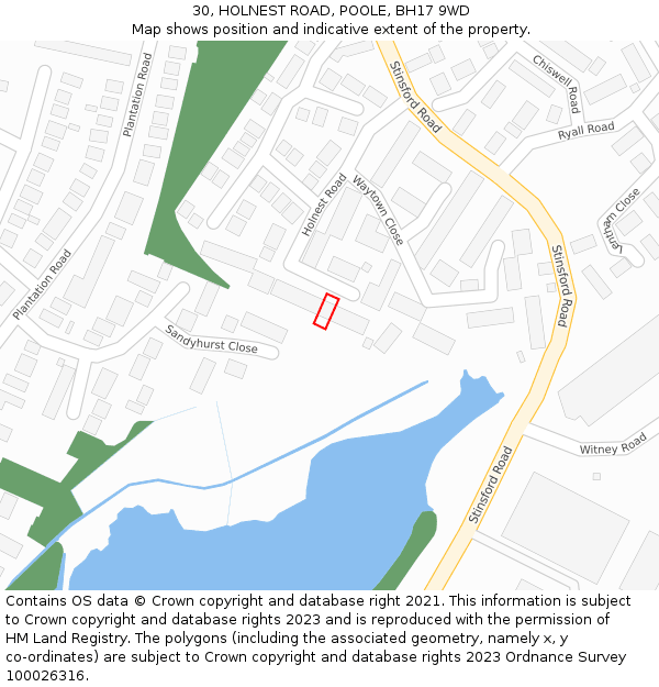 30, HOLNEST ROAD, POOLE, BH17 9WD: Location map and indicative extent of plot