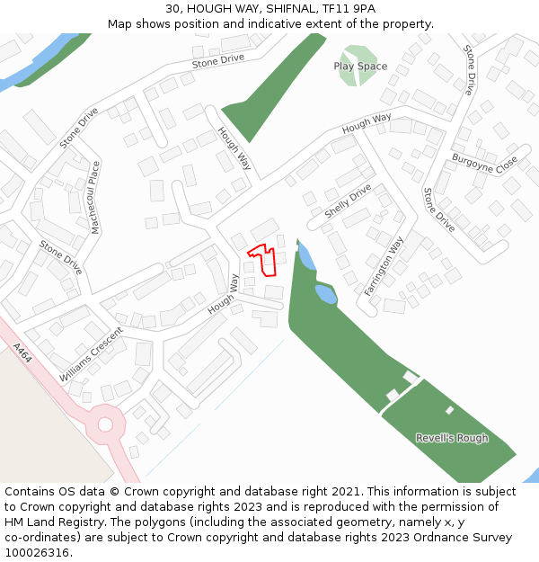 30, HOUGH WAY, SHIFNAL, TF11 9PA: Location map and indicative extent of plot