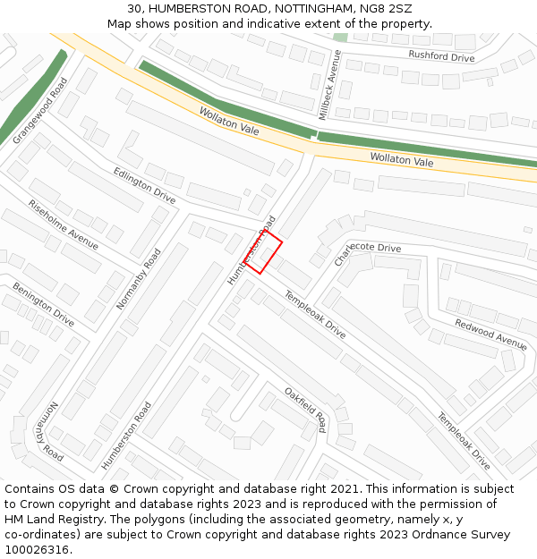 30, HUMBERSTON ROAD, NOTTINGHAM, NG8 2SZ: Location map and indicative extent of plot