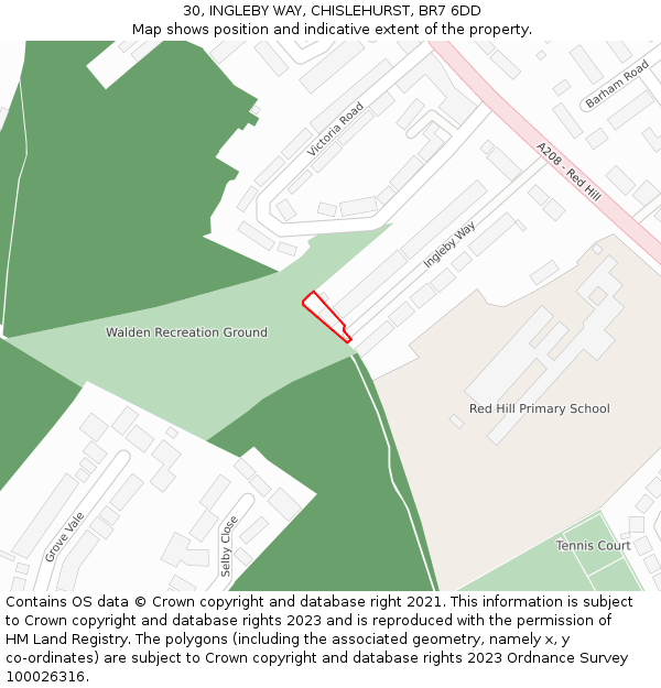 30, INGLEBY WAY, CHISLEHURST, BR7 6DD: Location map and indicative extent of plot