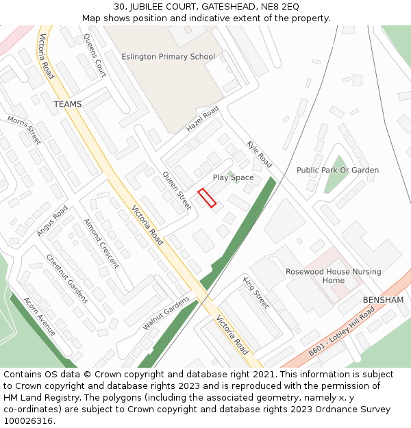 30, JUBILEE COURT, GATESHEAD, NE8 2EQ: Location map and indicative extent of plot